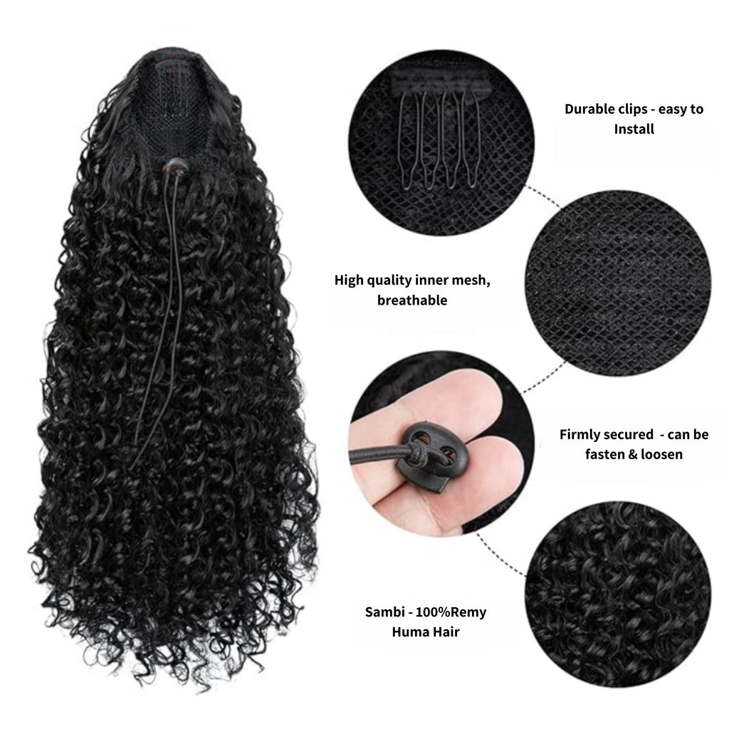 Sambi Off Black Drawstring Ponytail Extension | Curly Heaven™ 